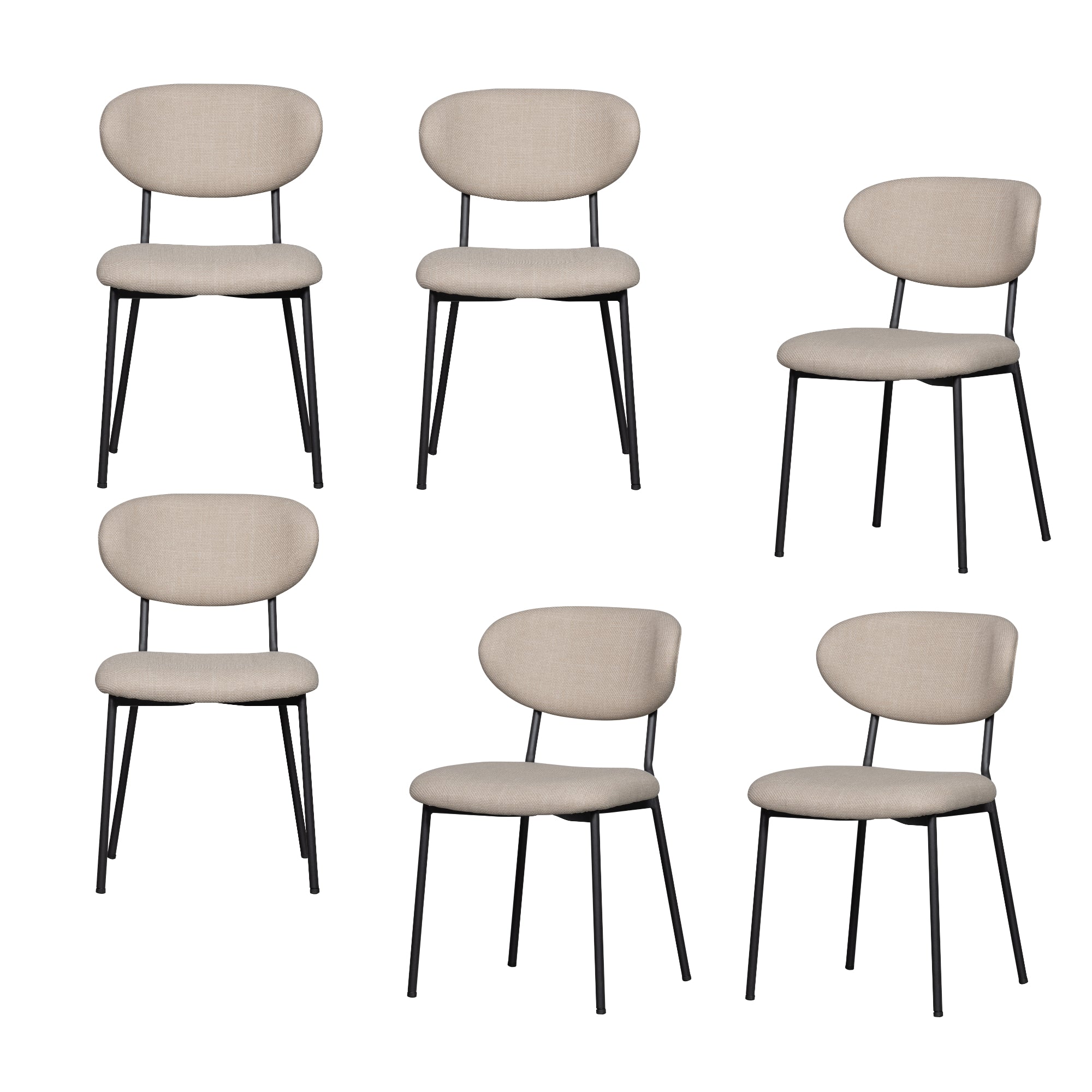 WOOOD eetkamerstoelen Kjeld - Polyester - Naturel - Set van 6