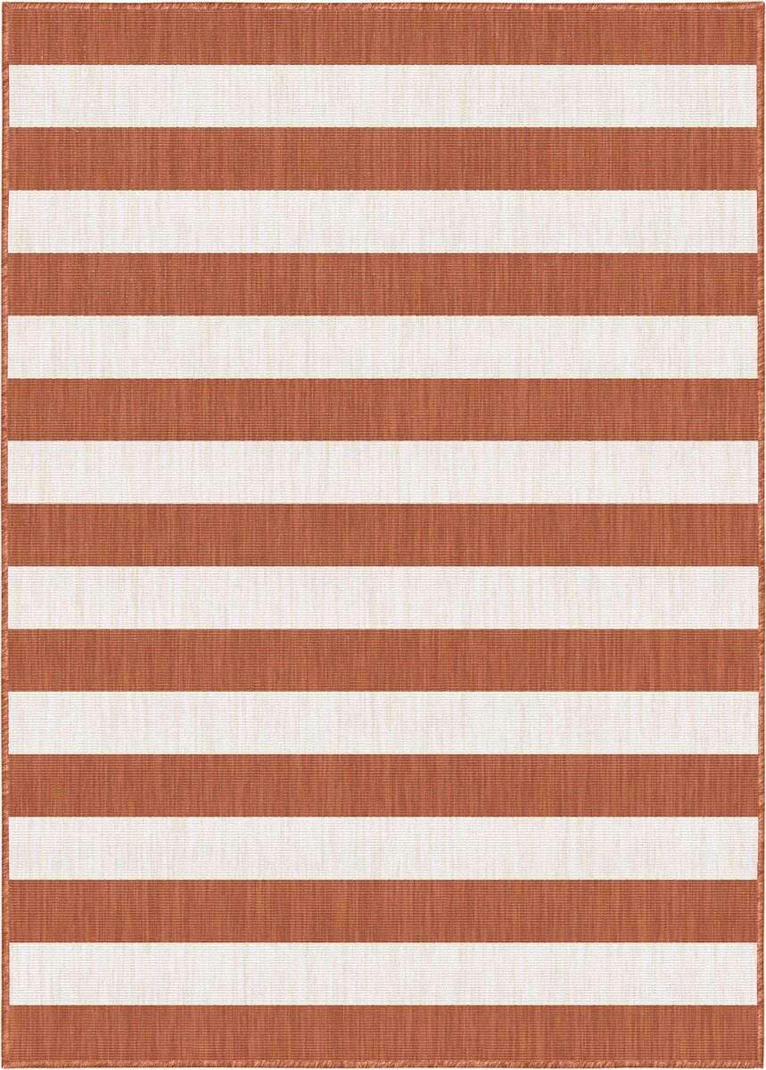 Eva Interior Buitenkleed Stripes roest/wit dubbelzijdig - 200 x 290 cm