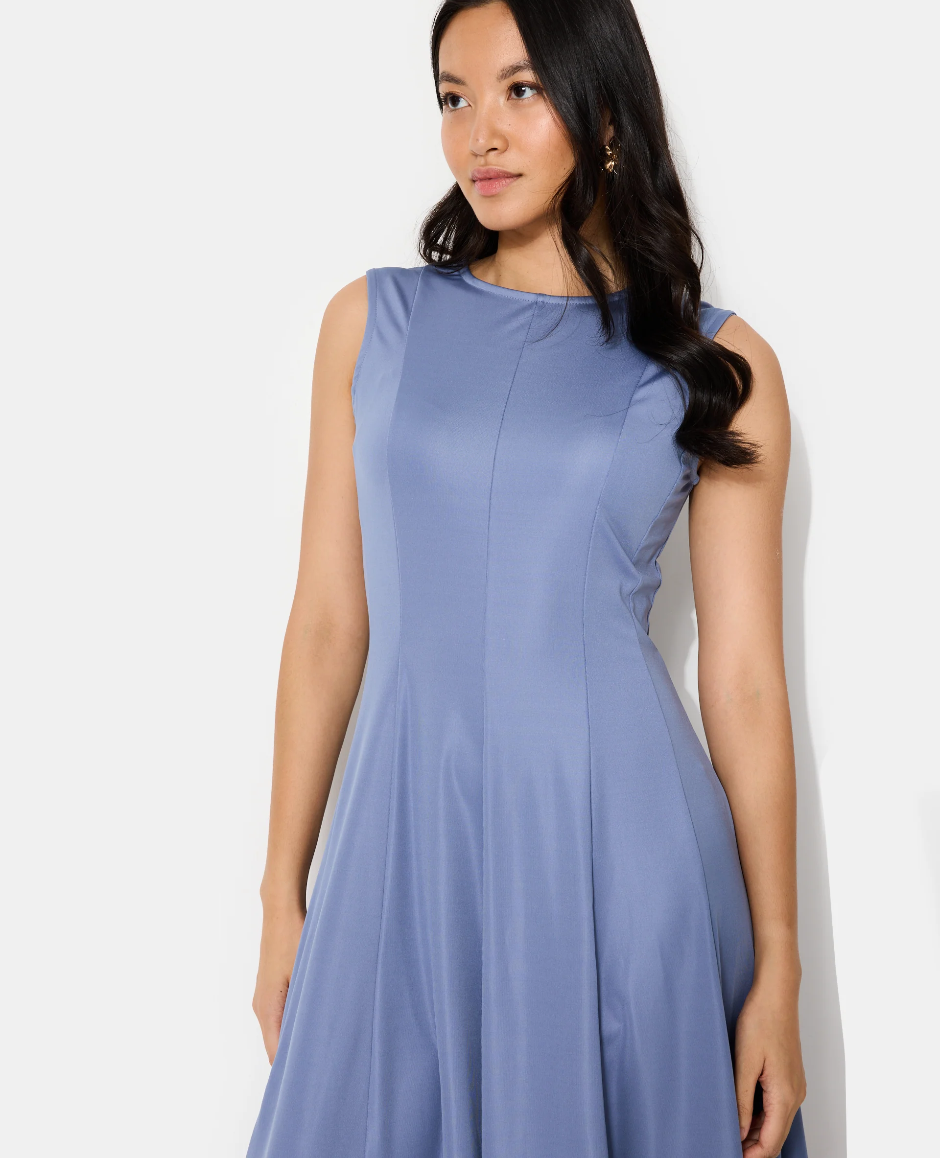 Robe longue sans manches en maille stretch