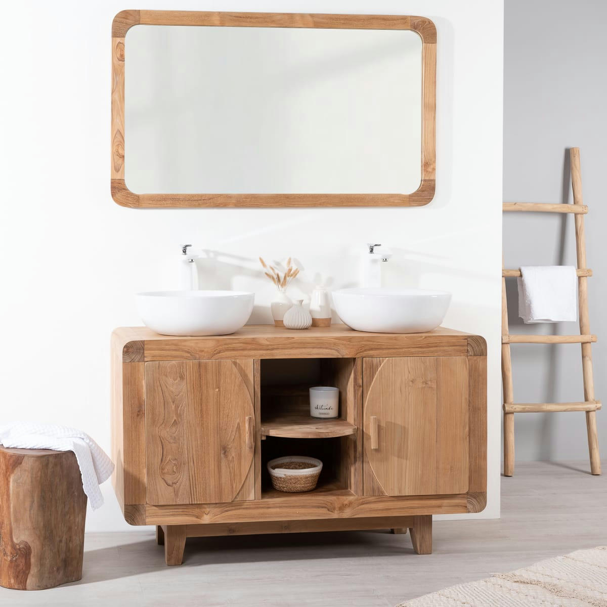 - Meuble de salle de bain sous vasque en teck L120cm