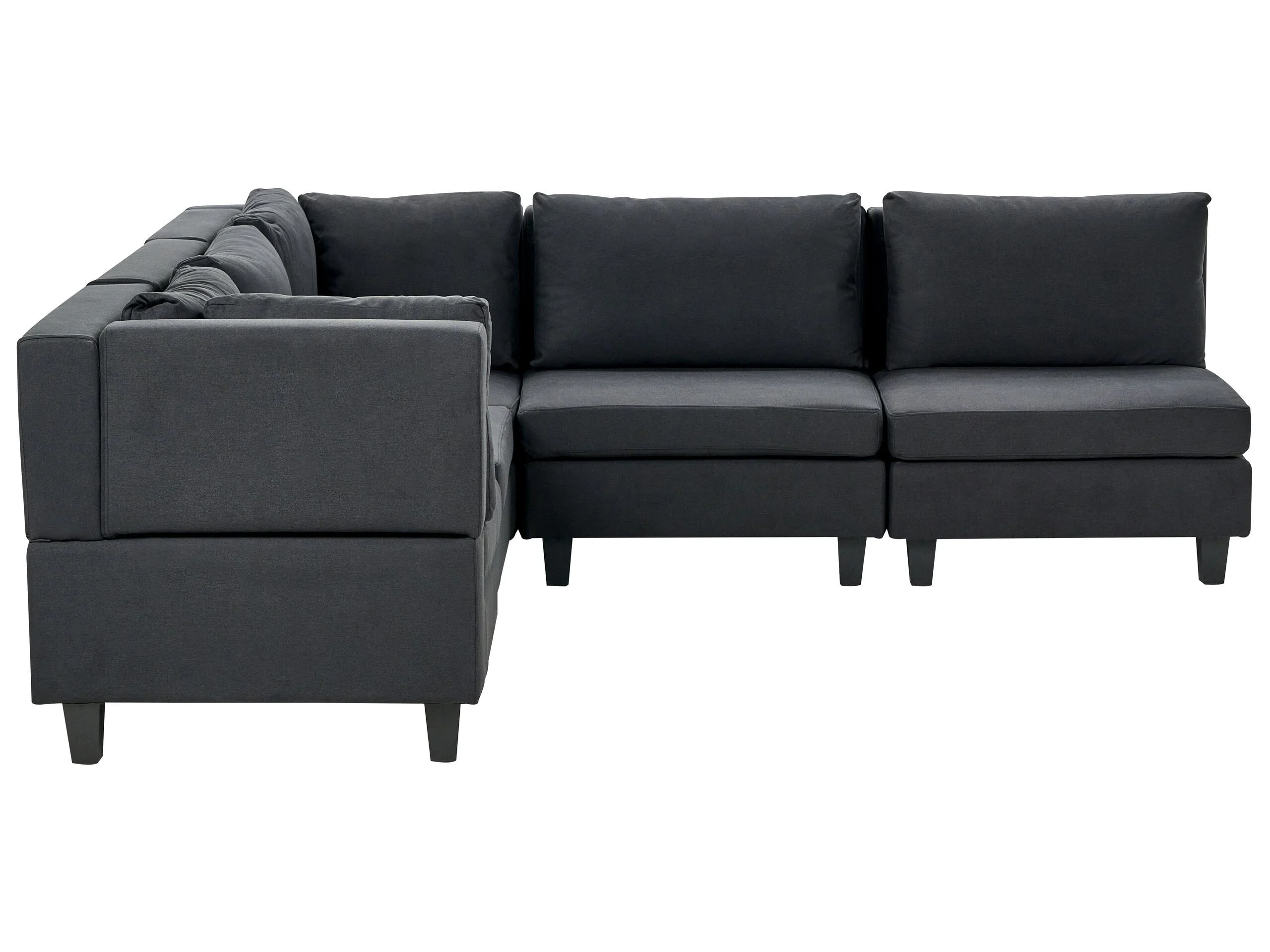 Narożna sofa modułowa tapicerowana 5-osobowa czarna