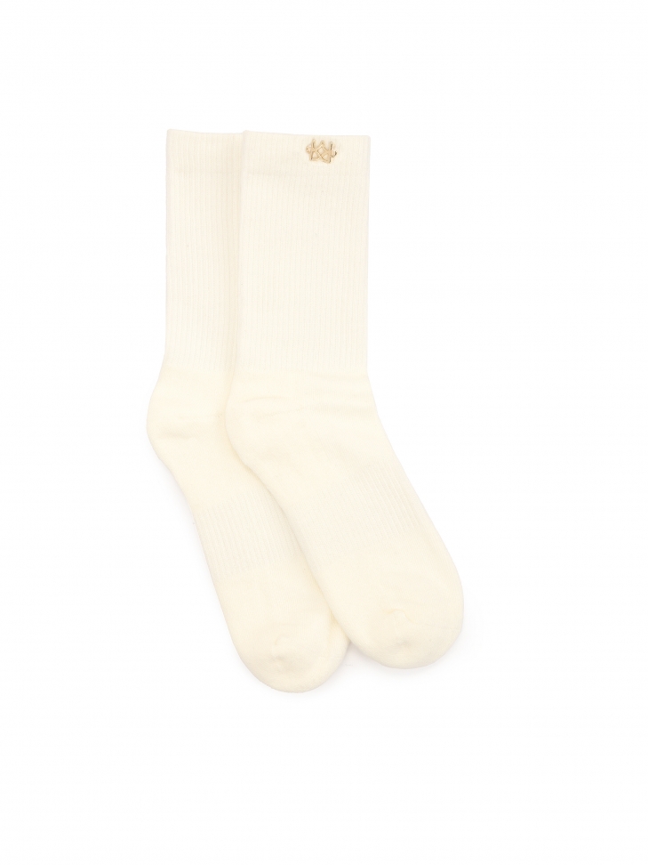 Combed cotton socks in broken white