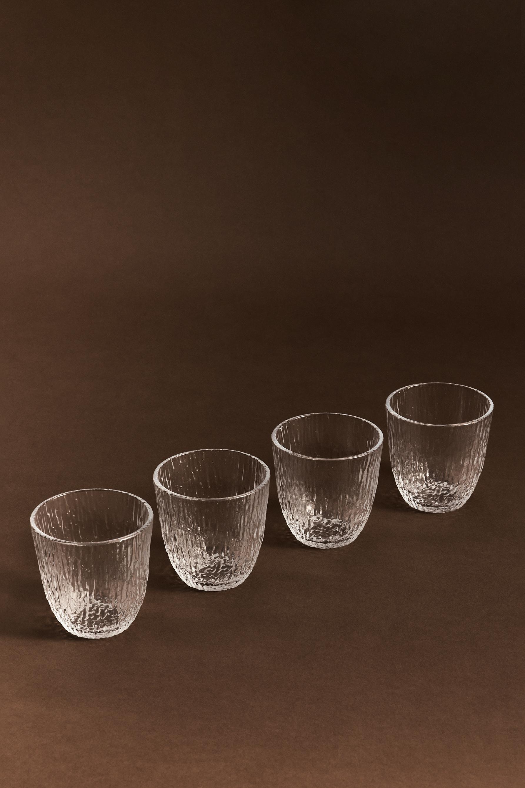 Pack 4 vasos vidrio grabado aguas 300 ml