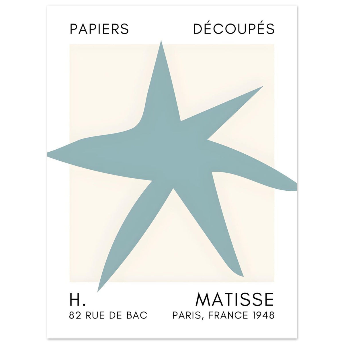 Artfulprints Poster Matisse – Star of the sea turquoise  - 30x40 cm - Turquoise