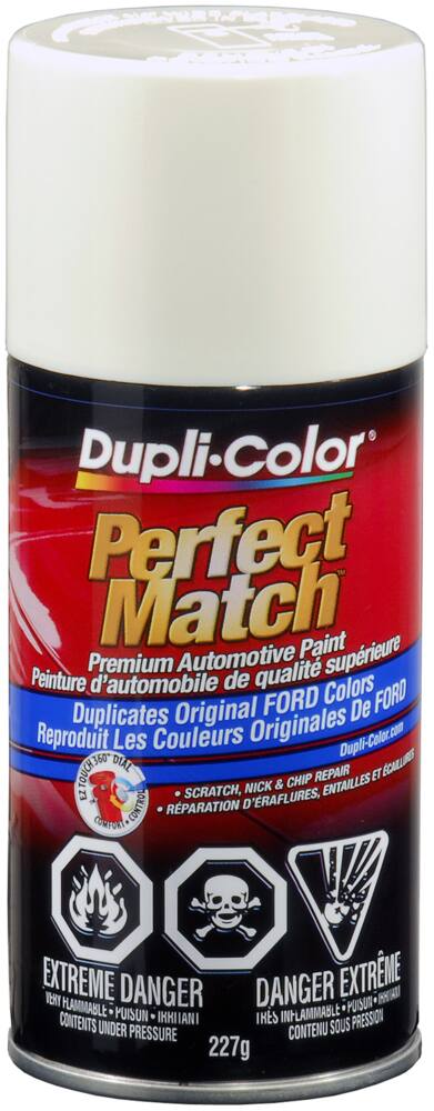 Dupli-Color Perfect Match Premium Acrylic Lacquer Automotive Aerosol Spray Paint, Ford  Pure White (C, 9E, YG), 227-g