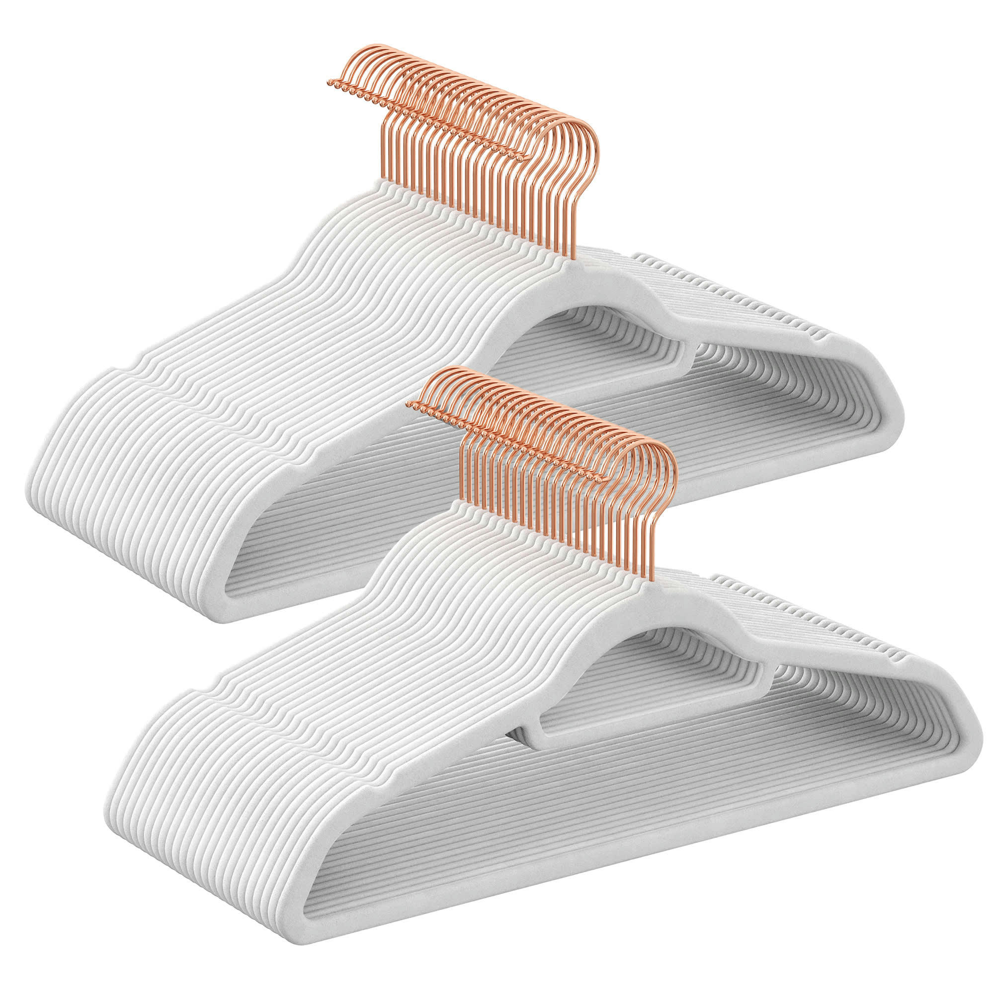 - Cintre en velours antiglisse pivotant à 360° blanc et rose lot de 50