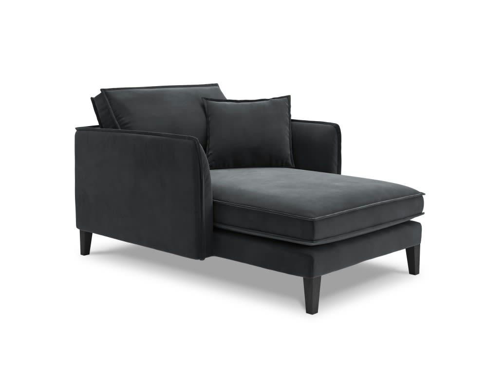 PROVENCE - Méridienne 1 place en velours gris foncé