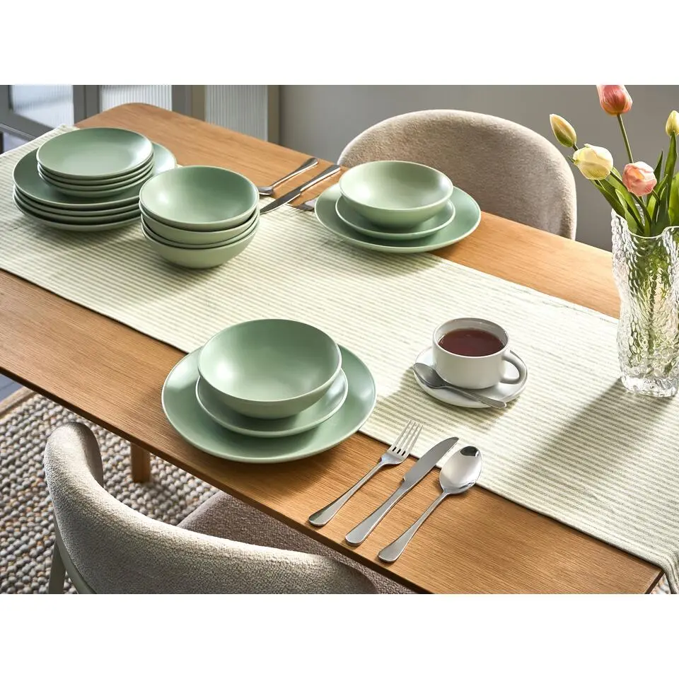 VIVANI - Servies set van 18 - Groen - Steengoed