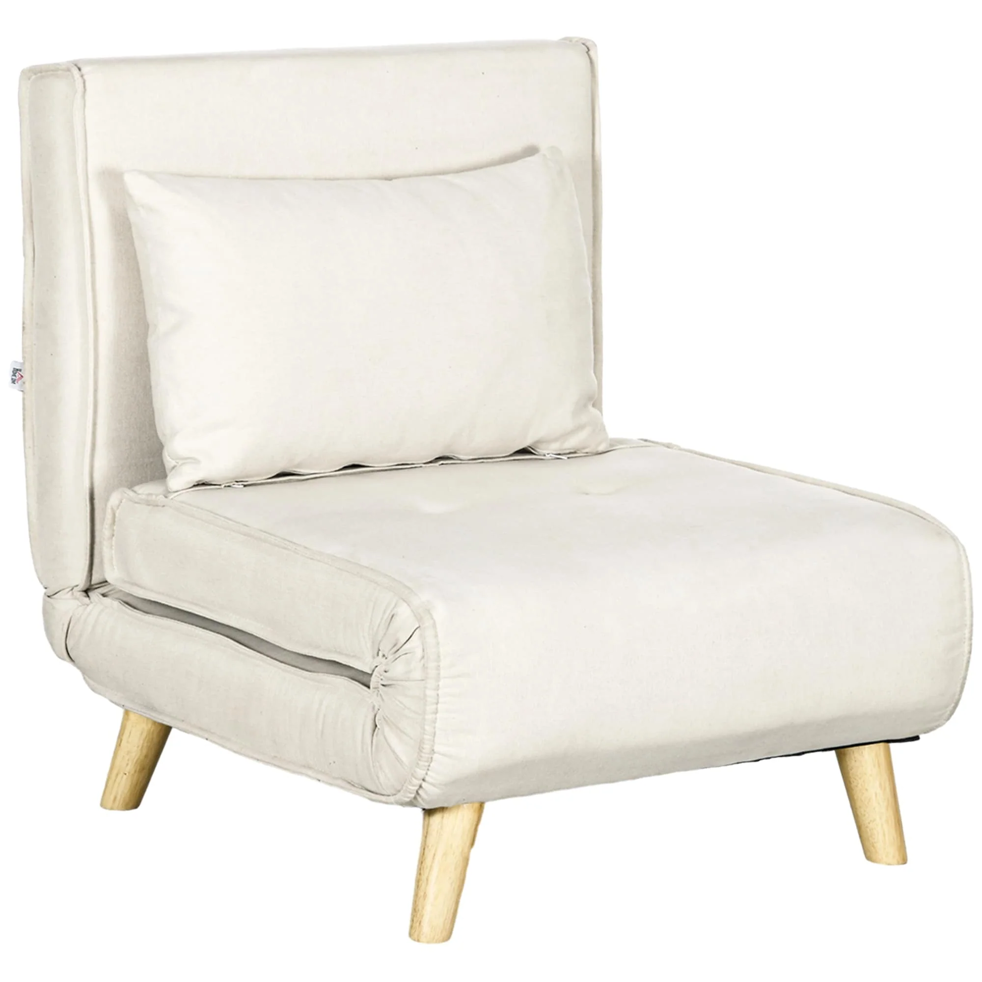 HOMCOM Convertible Chair Bed, 2-in-1 Multi-Functional Sofa Bed, Sleeper Chair with Adjustable Backrest for Living Room,Beige