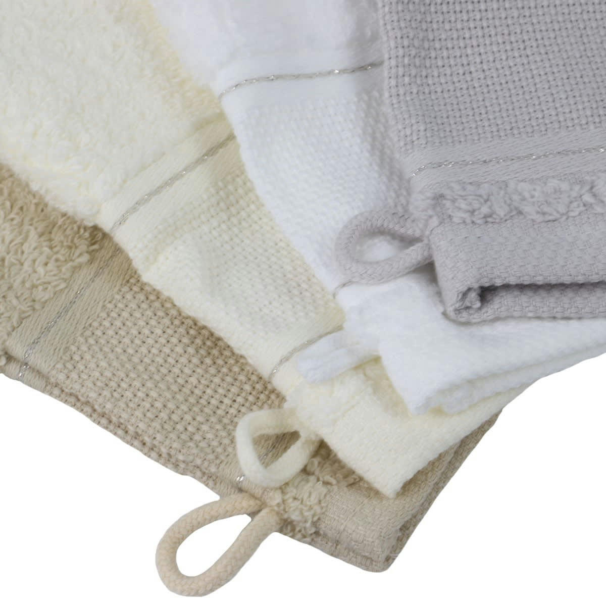 PETUNIA - Lot de 12 gants de toilette en coton gris