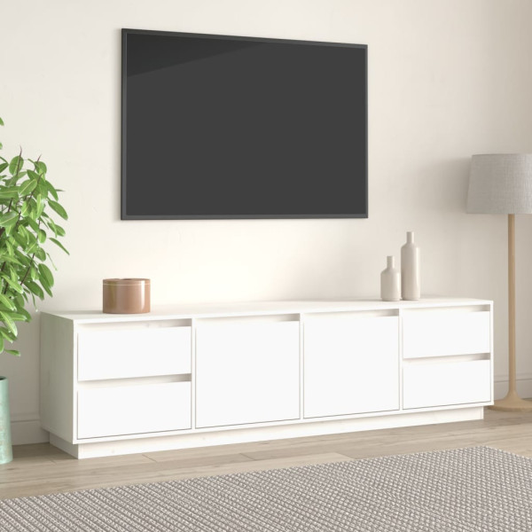 Szafka Pod Telewizor RTV Komoda Drewniana Biała 176x37x47,5cm