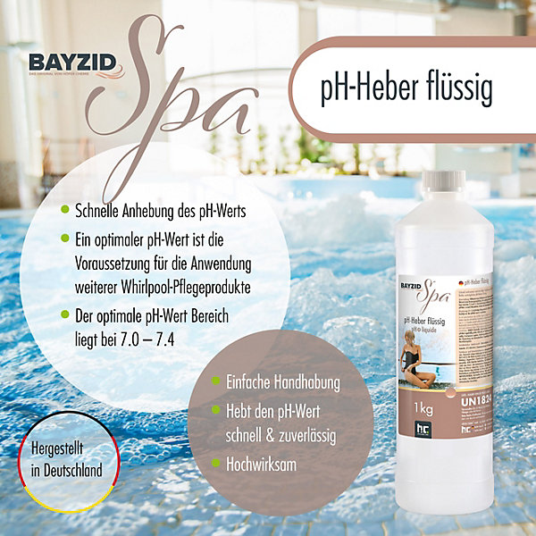 Bayzid Spa Exhausteur De Ph Plus Liquide 1 x 1 Kg Pour Spa, Augmente Rapidement Le Ph