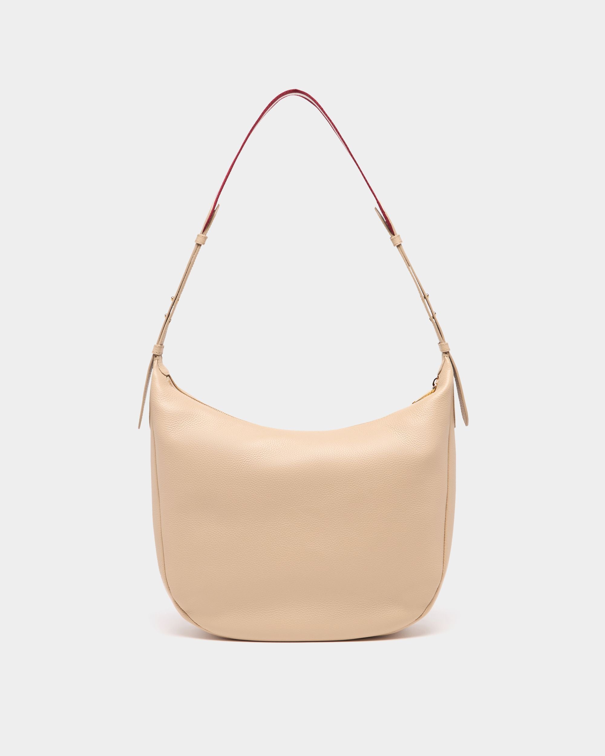 Hera Hobo Bag in Light Beige Grained Leather