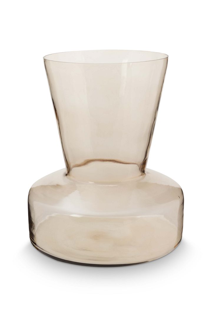 vtwonen Glazen Trompet Vaas - Woondecoratie - Mirre / Zand - 26x30cm