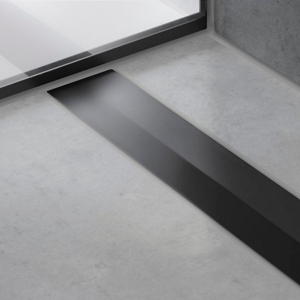 Caniveau de douche HANSGROHE RainDrain Flex 80 Noir mat   Corps encastré à faible hauteur