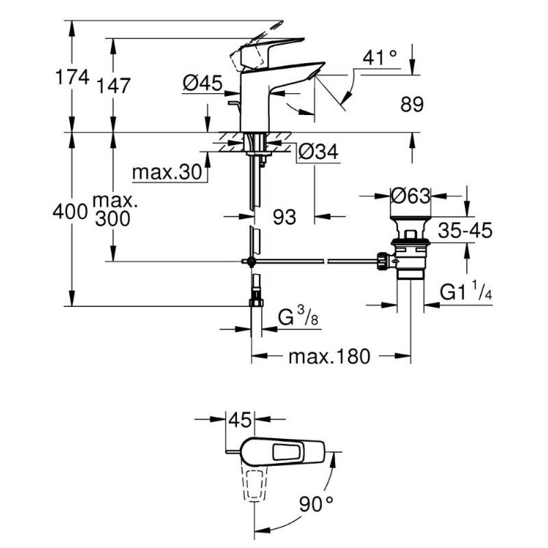Mitigeur pour lavabo Start Loop S noir GROHE
