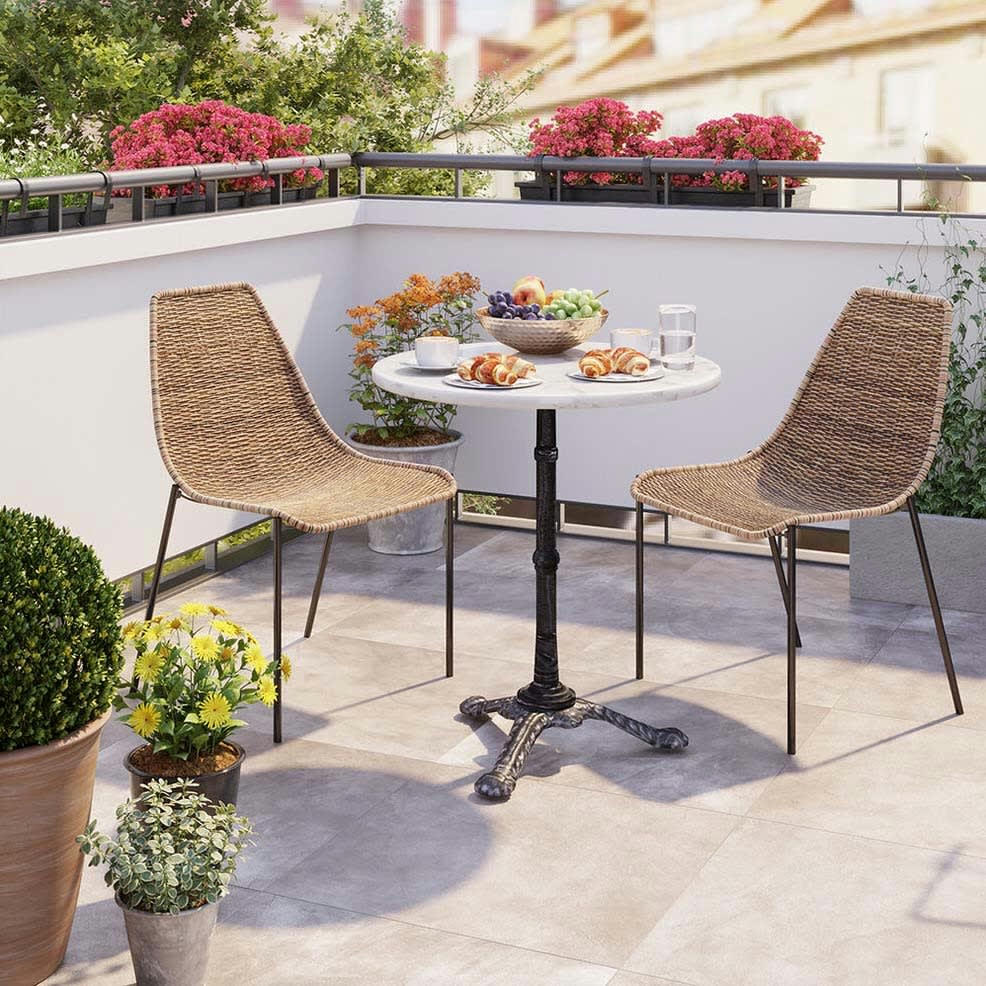 TANSANIA - Chaise de jardin marron en polyéthylène et acier