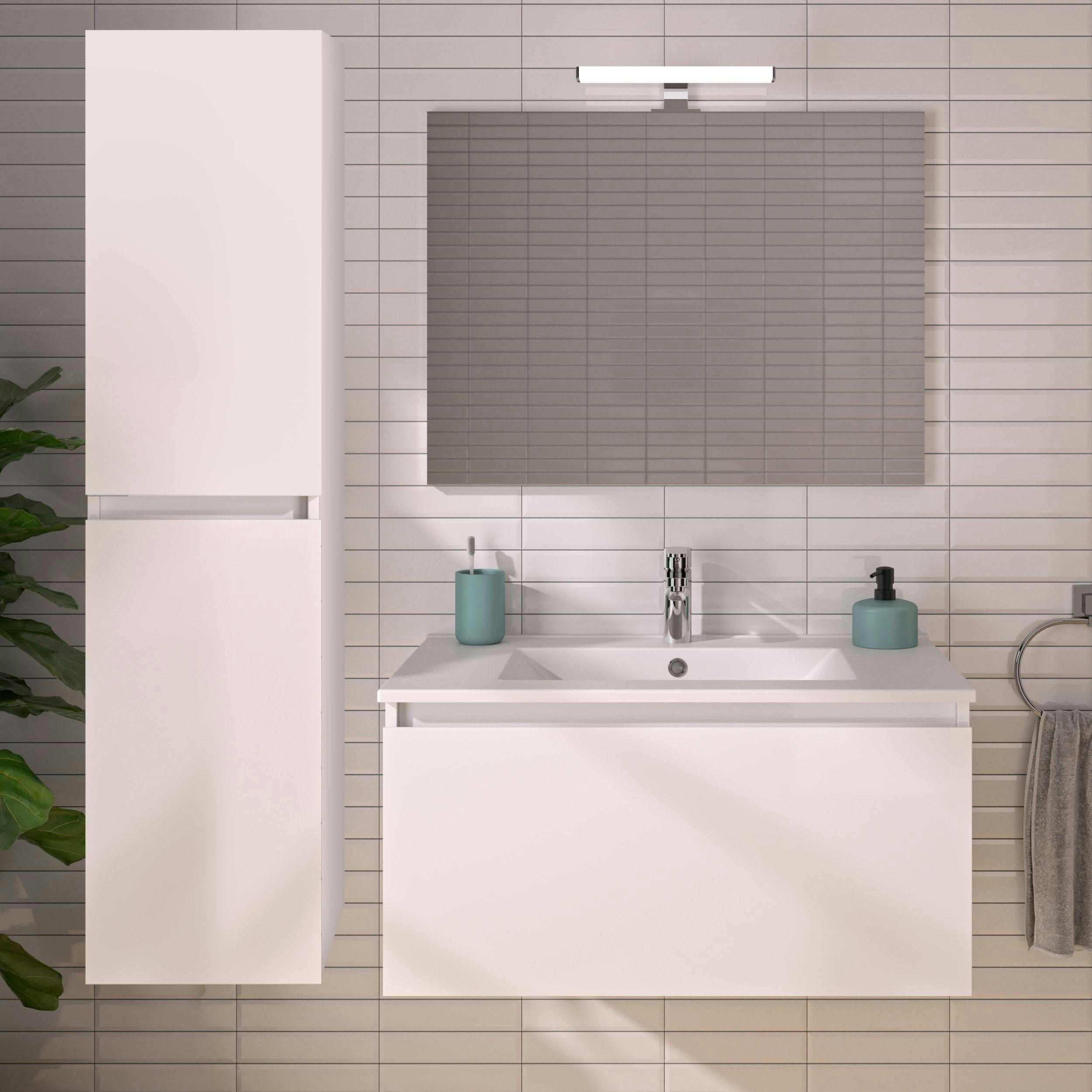 SINGLE - Colonne de salle de bain avec rangement MDF Laqué Blanc