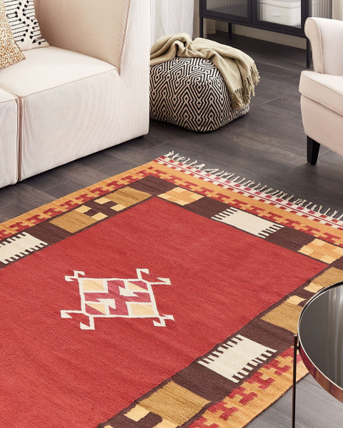 Dywan bawełniany kilim 140 x 200 cm wielokolorowy