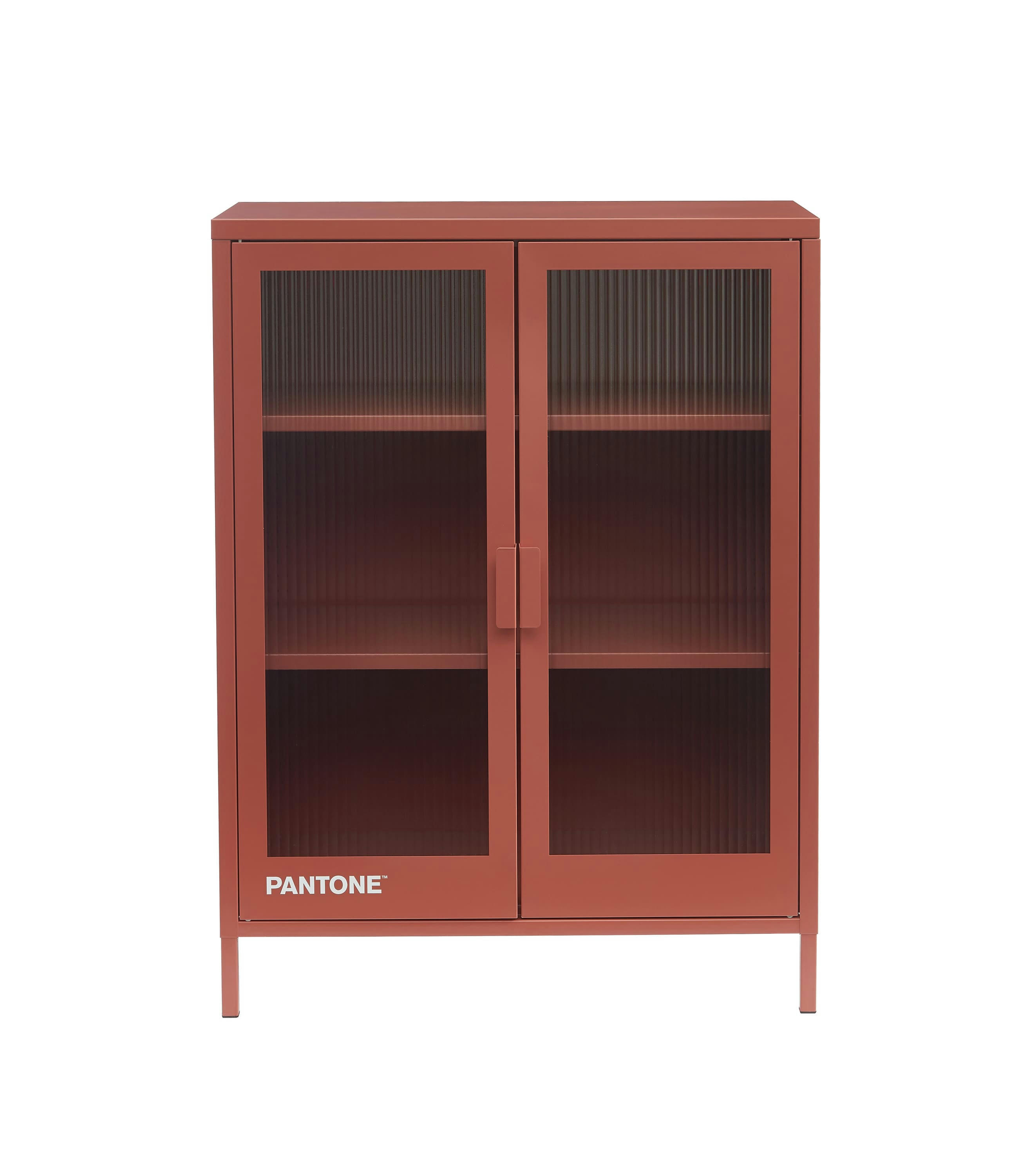 PANTONE - Buffet  terracotta portes en verre cannelé