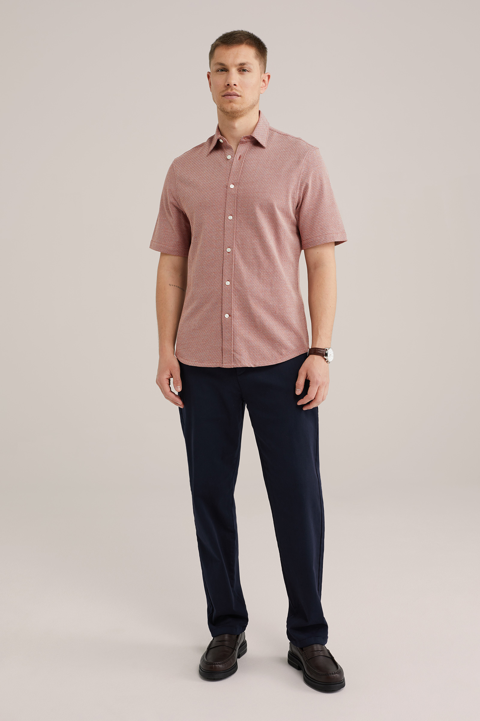 Heren Slim fit overhemd met jacquard-dessin