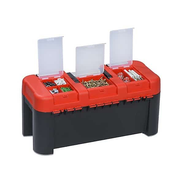 Boîte à outils compact vide avec compartiments dans couvercle