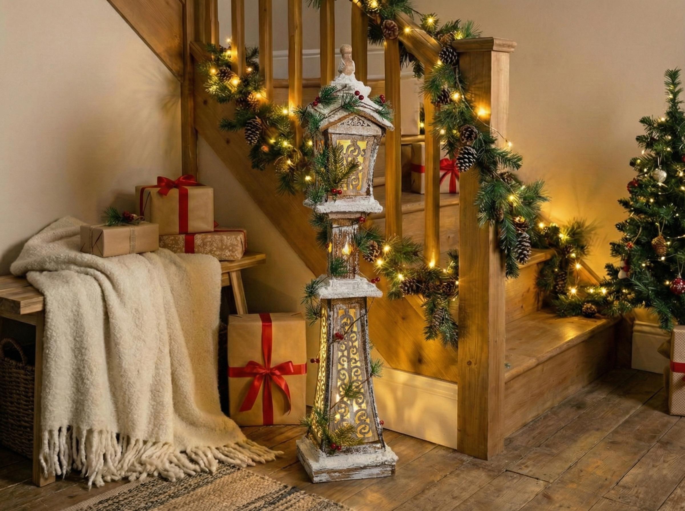 Christmas Decoration LED LIESVESI Post Lamp 80 cm Light Brown