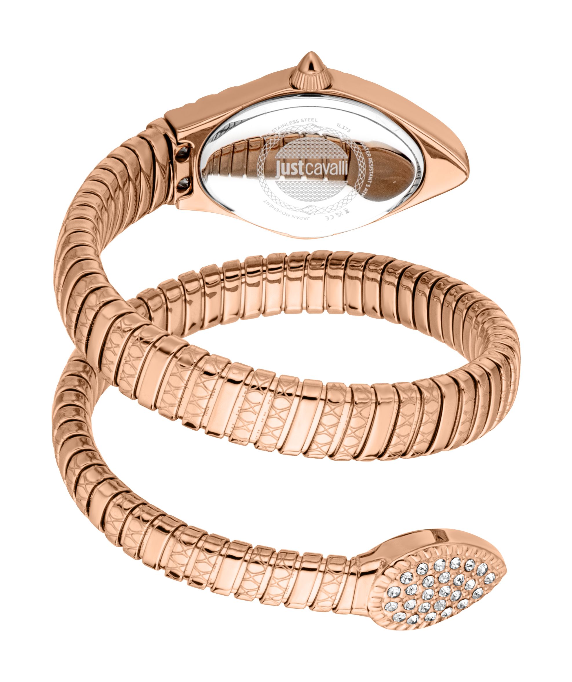 Just Cavalli Snake Silver Dial Rose Gold Color Stainless Steel Watch