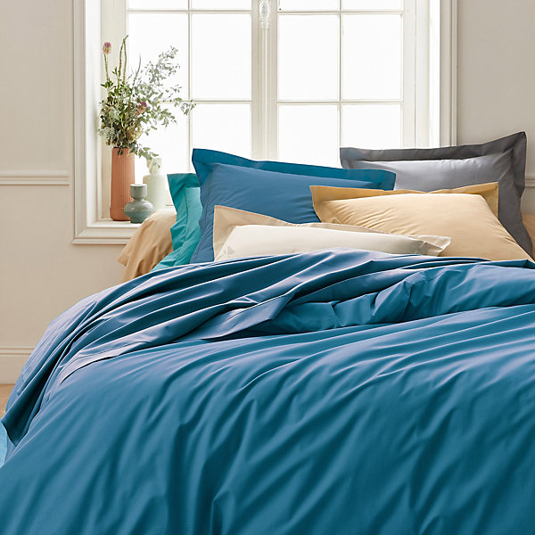 Drap housse 90x200 cm bonnet 30 cm percale de coton PASSION PERCALE bleu Cobalt