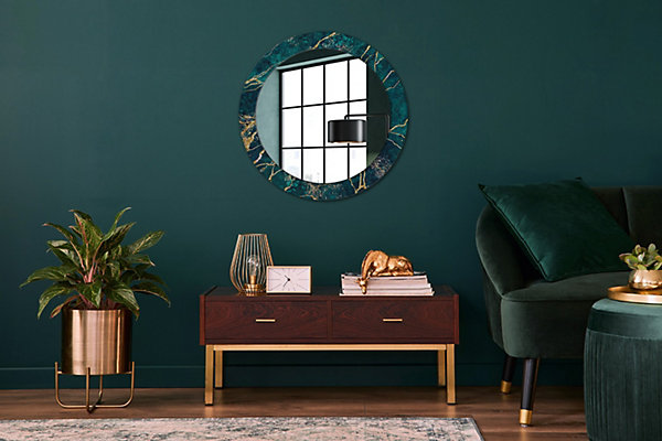 Miroir Circulaire avec Cadre Imprimé Décoratif Tulup 70 cm - 56 cm Marbre Vert