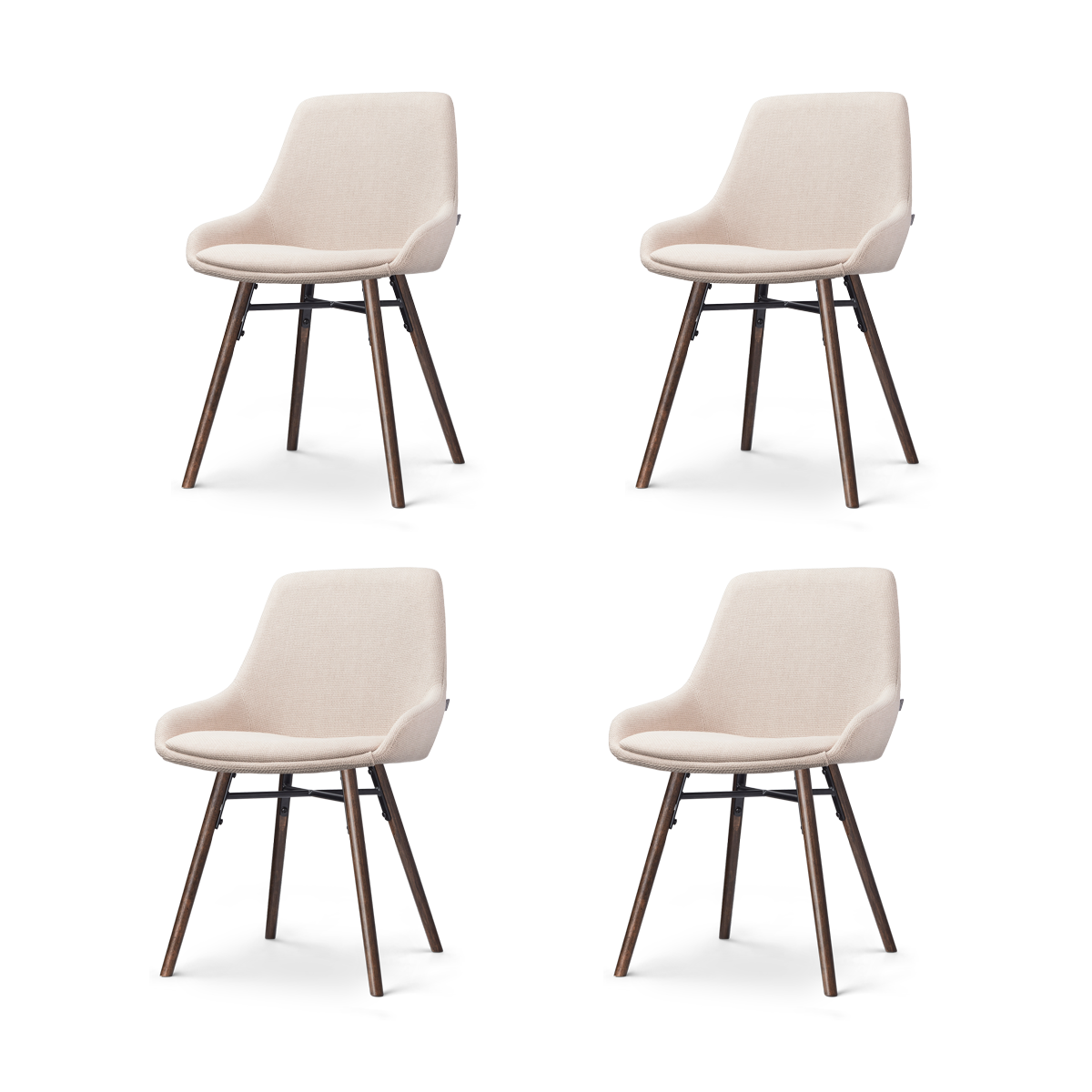 Nolon Nena-Isa Eetkamerstoelen Set van 4 - Beige - Walnoot