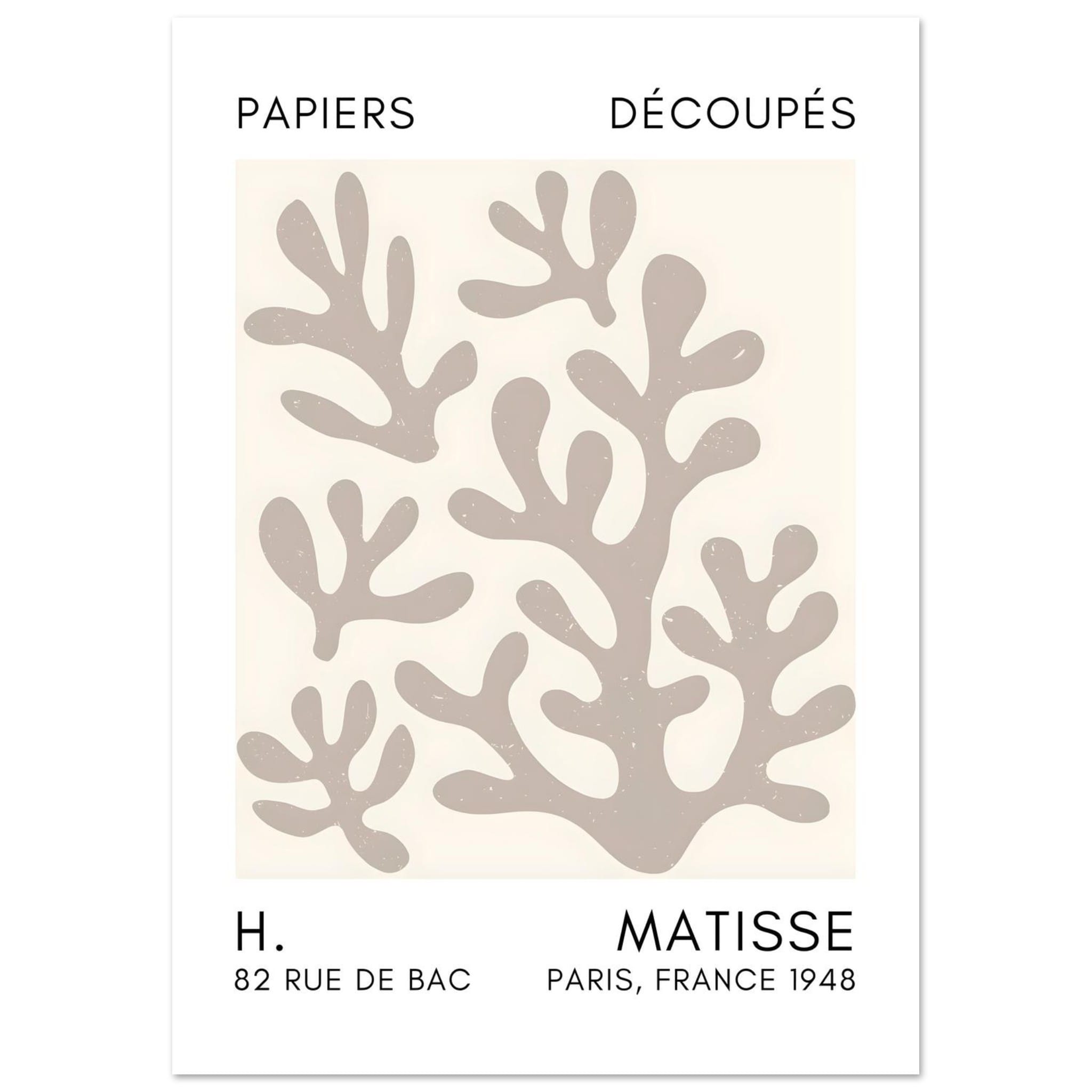 Artfulprints Poster Matisse – Coral shadows grey  - A4 21x29.7 cm - Grijs