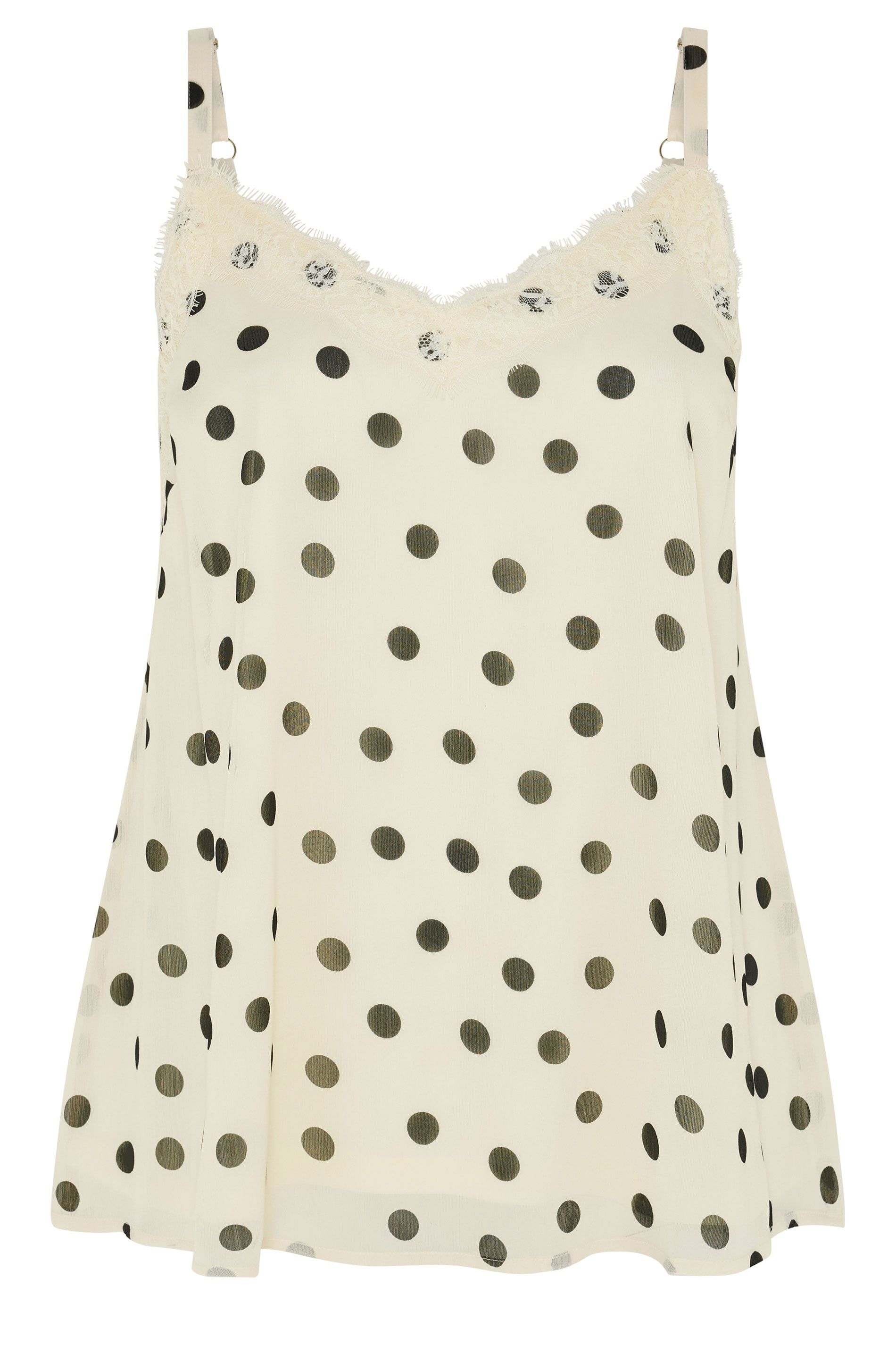 Yours Polka Dot Lace Vest Top