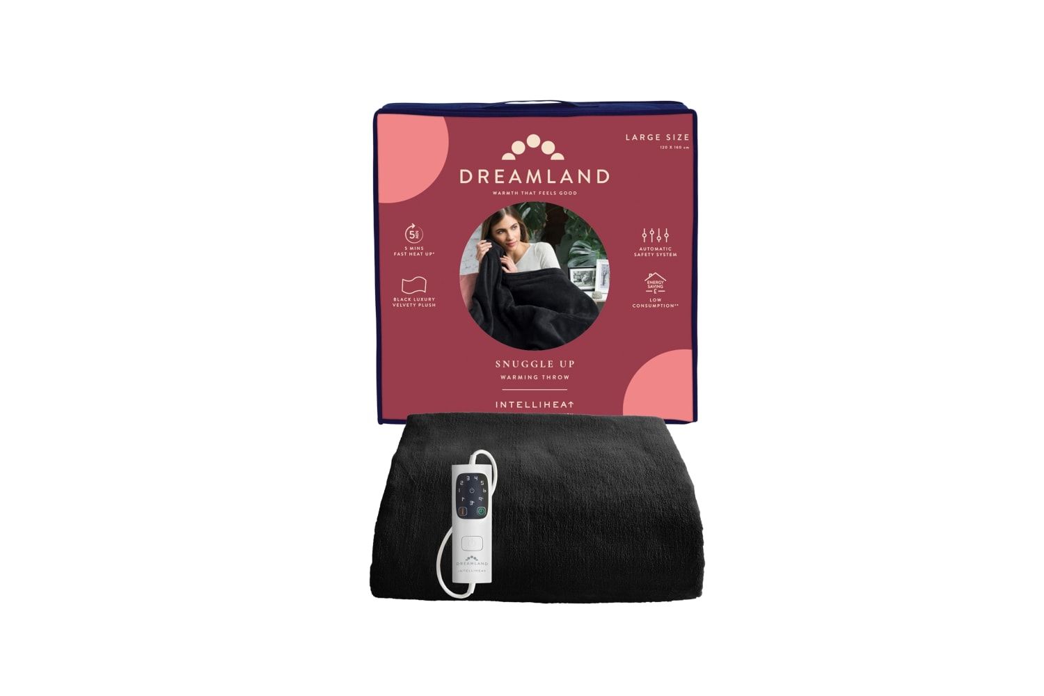 Dreamland IntelliHeat Black Throw