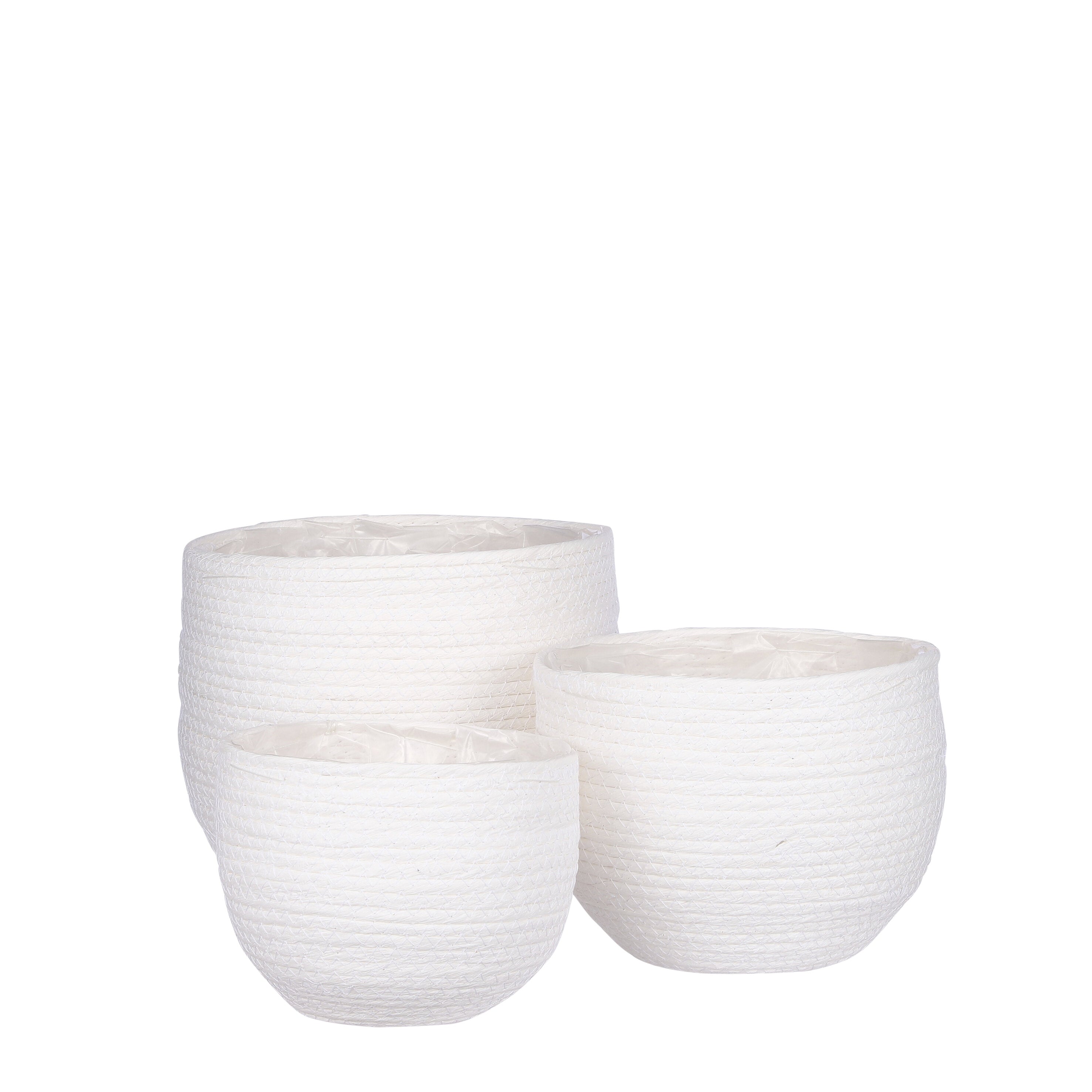 Mica Decorations Jorck Plantenmand - Set van 3 - H24 x Ø26 cm - Off White