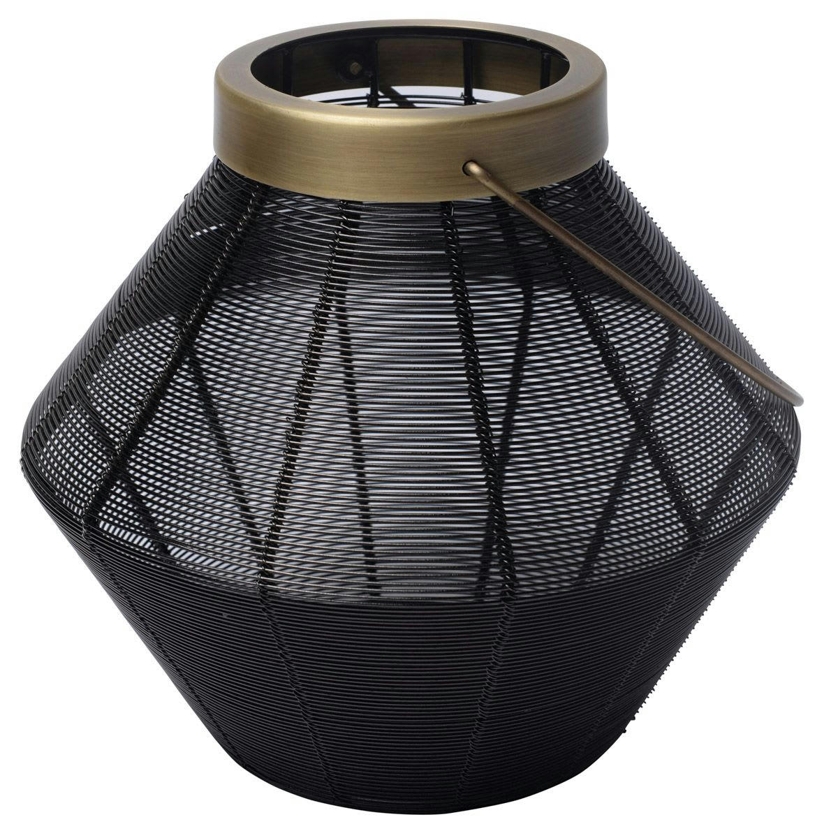 LILY - Lanterne en fer finition noire et laiton antique