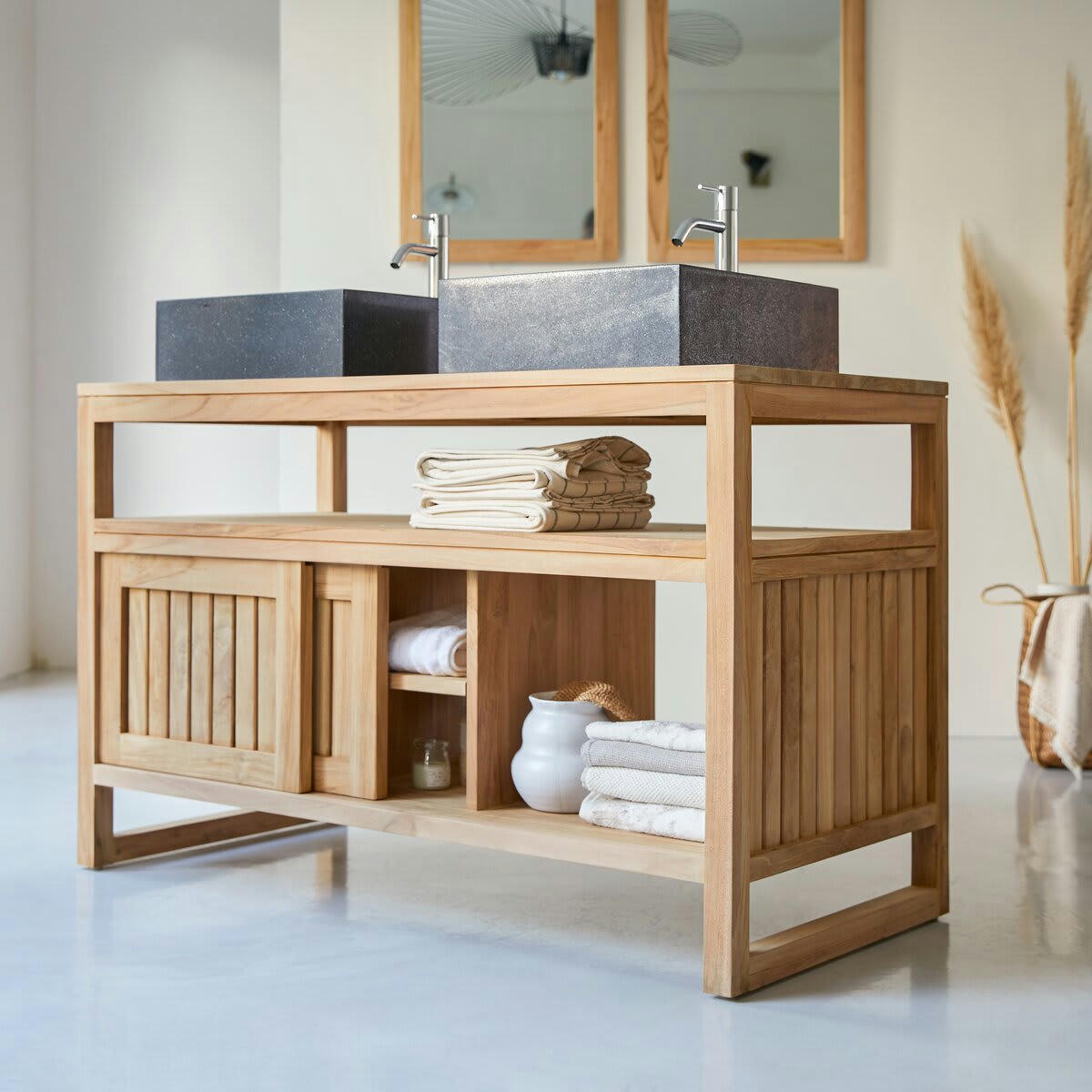 COLONIAL - Meuble sous vasque en teck massif 120 cm