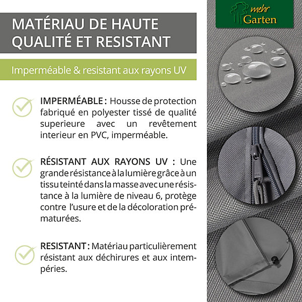 Mehr Garten - Housse de parasol Premium, dimensions : 275 (H) x 66/60 (L) cm I Pour parasols ronds jusqu'à 450 cm I Housse de pr