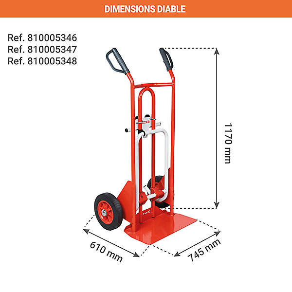 Diable porte-bacs - Roues increvables - Charge max 250kg - 810005348