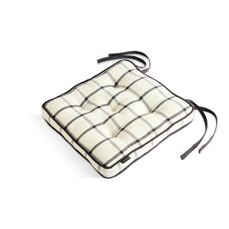 Habitat Woven Check Pack of 2 Seat Cushions - White