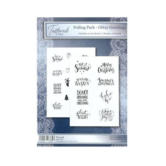 Tattered Lace Glitzy Greetings Foiling Pack 10 Sheets