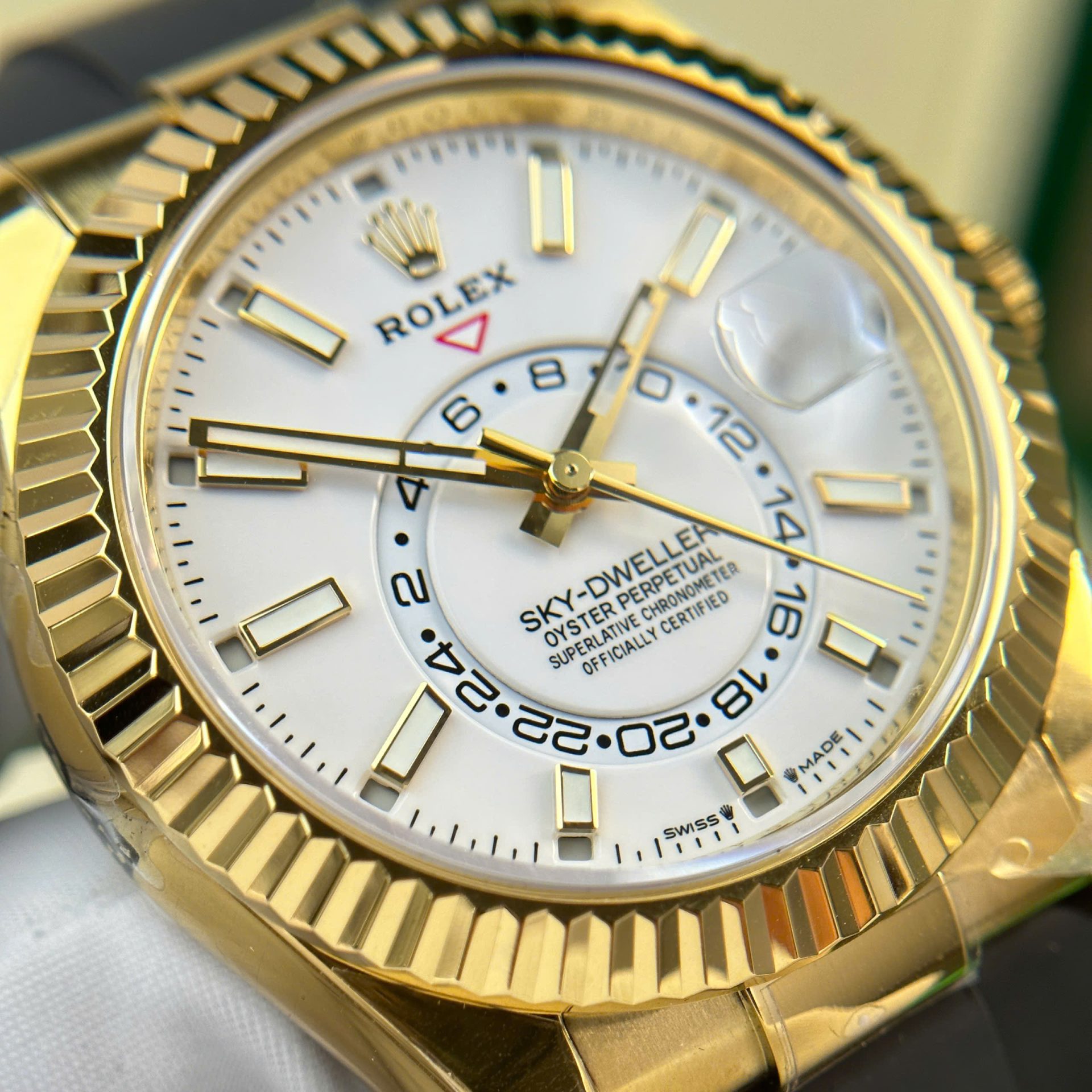 Rolex Sky-Dweller YG Plated White Dial 42mm Oysterflex Super Clone
