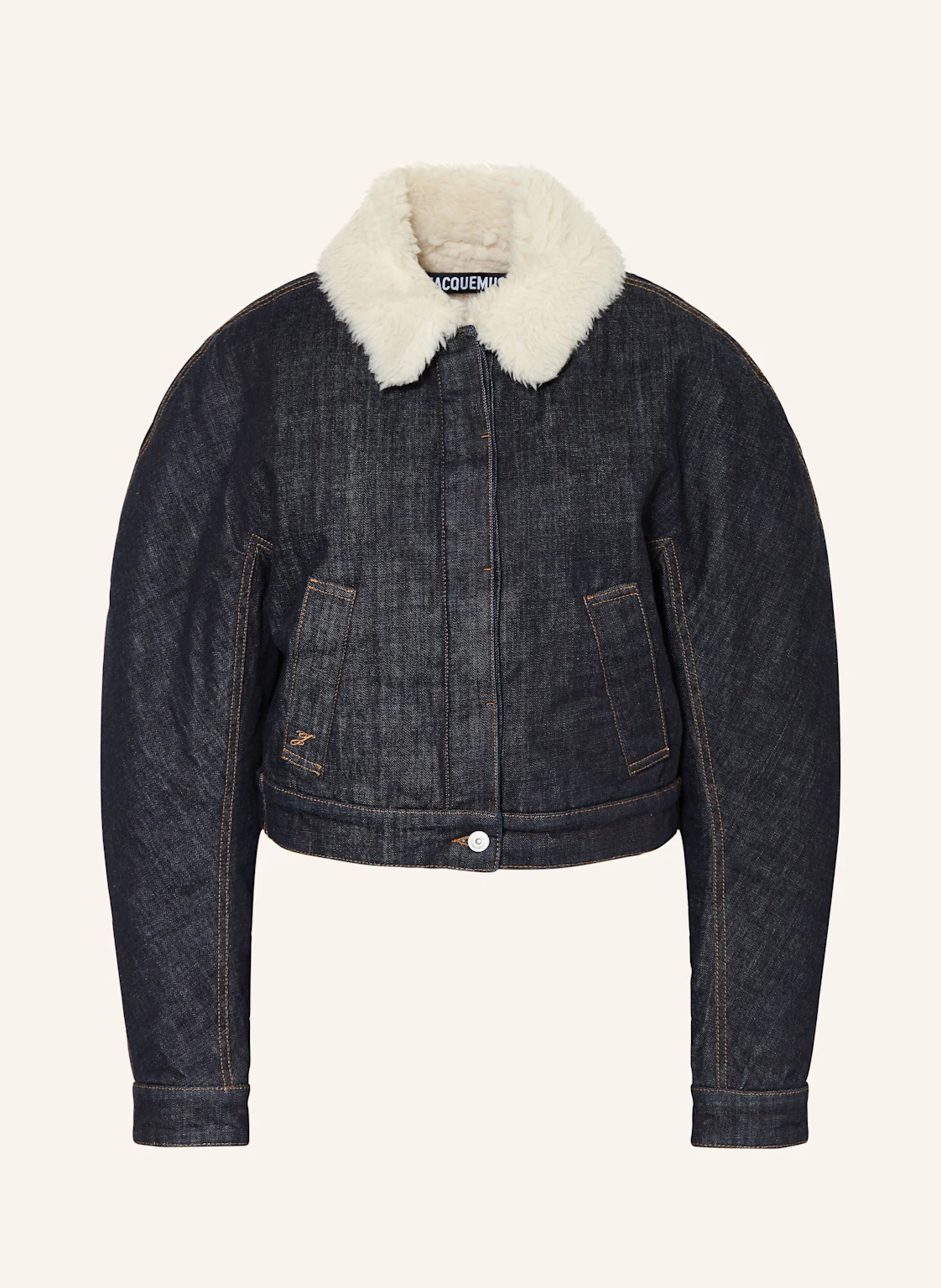 JACQUEMUS Jeansjacke LE BOMBER DE-NÎMES OVALO mit Kunstfell