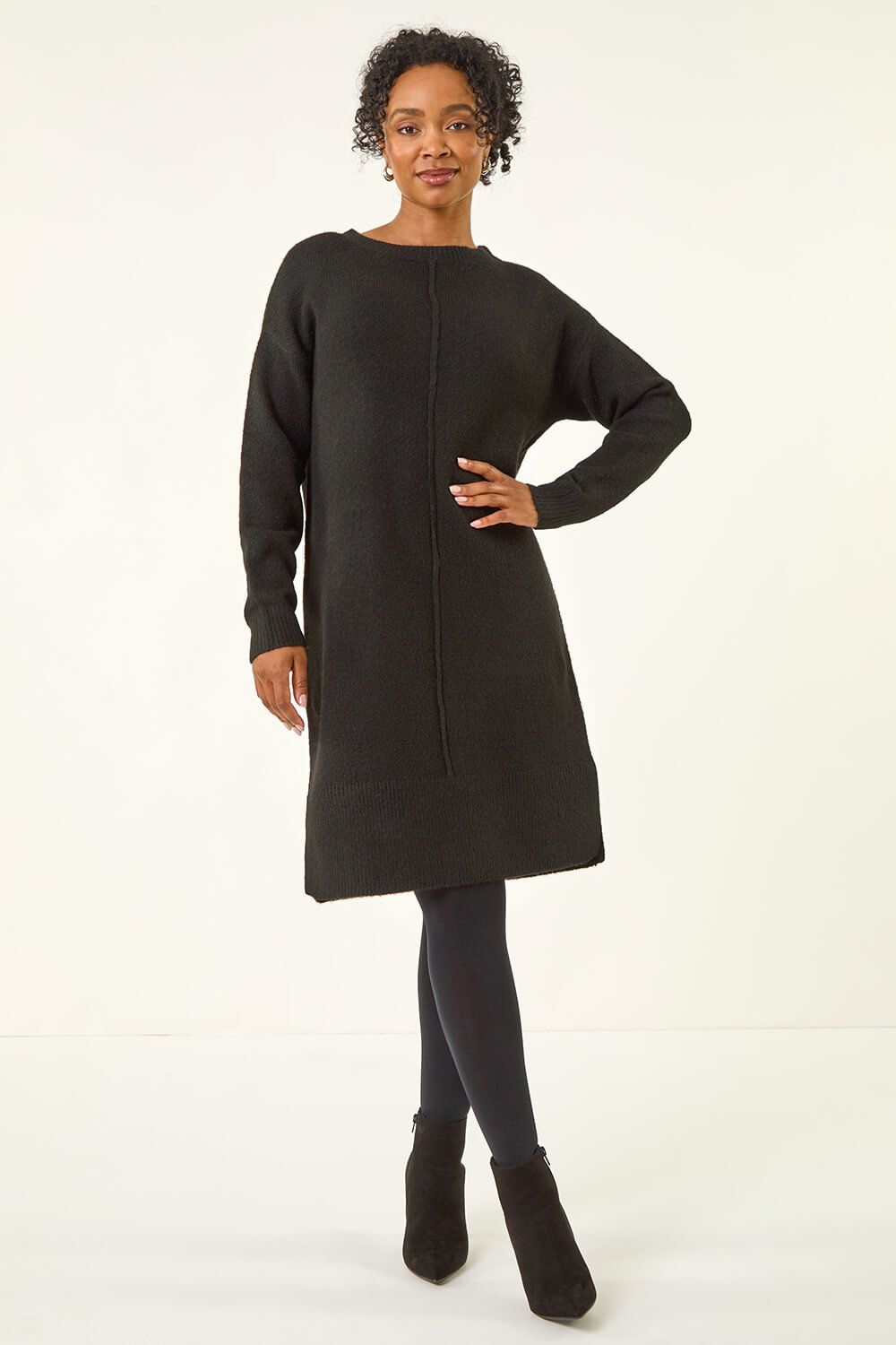 Roman Petite Knitted Pintuck Shift Dress
