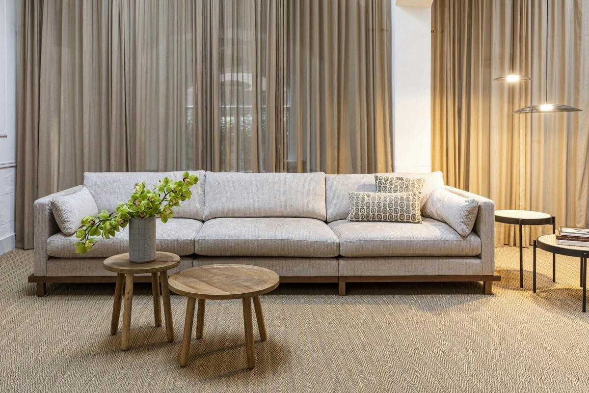 BLOSSOM - Canapé 4,5 places velours beige