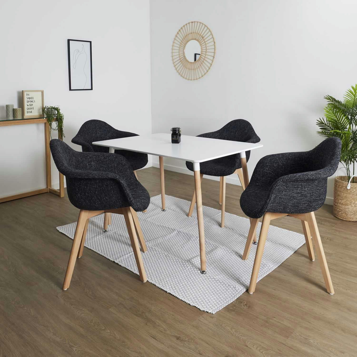 FLORA - Fauteuil scandi en grosse maille flora noir