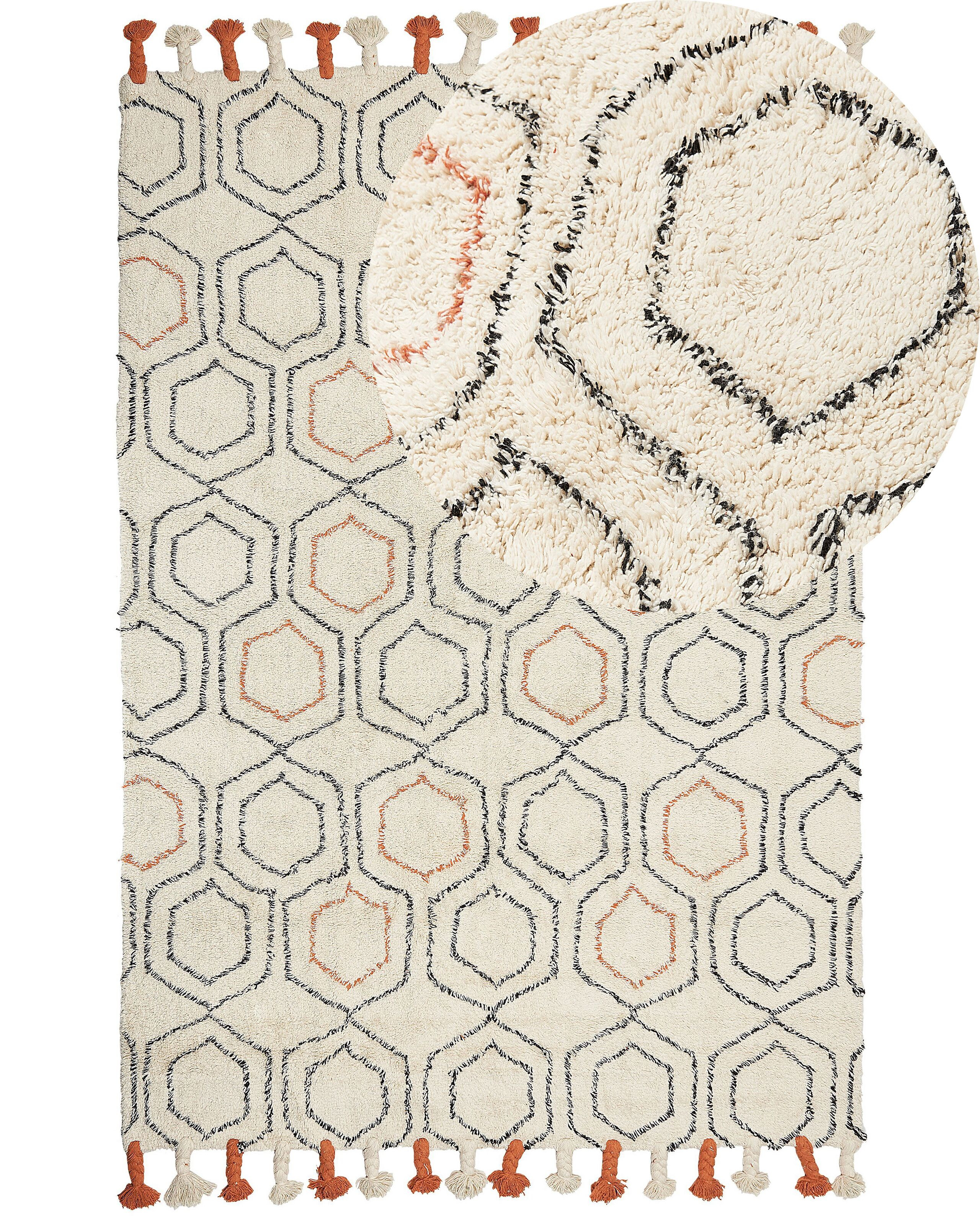 Dywan boho frędzle 160x230 cm beżowo-pomarańczowy