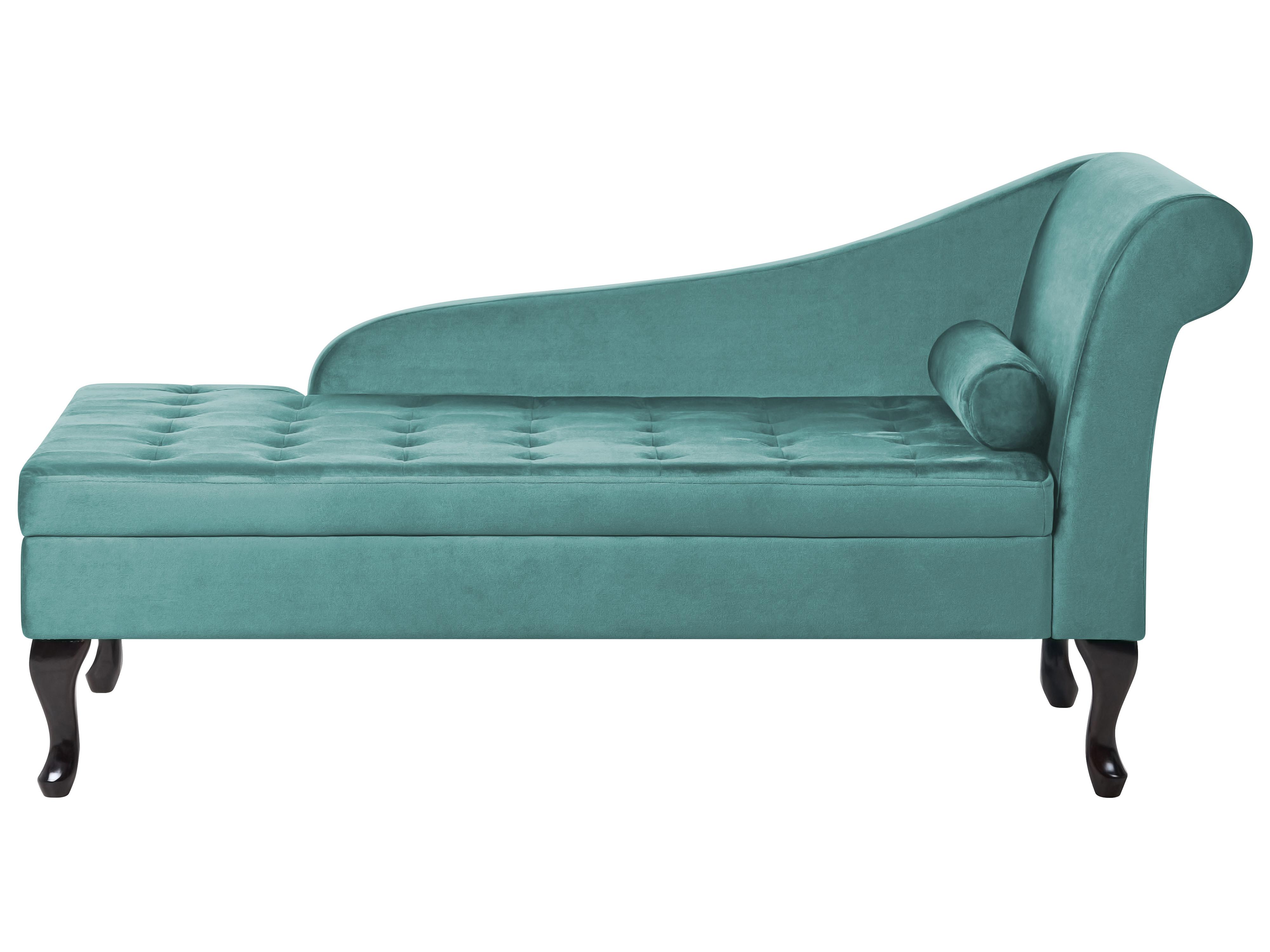 Right-Hand Chaise Longue PESSAC Velvet Teal with Storage