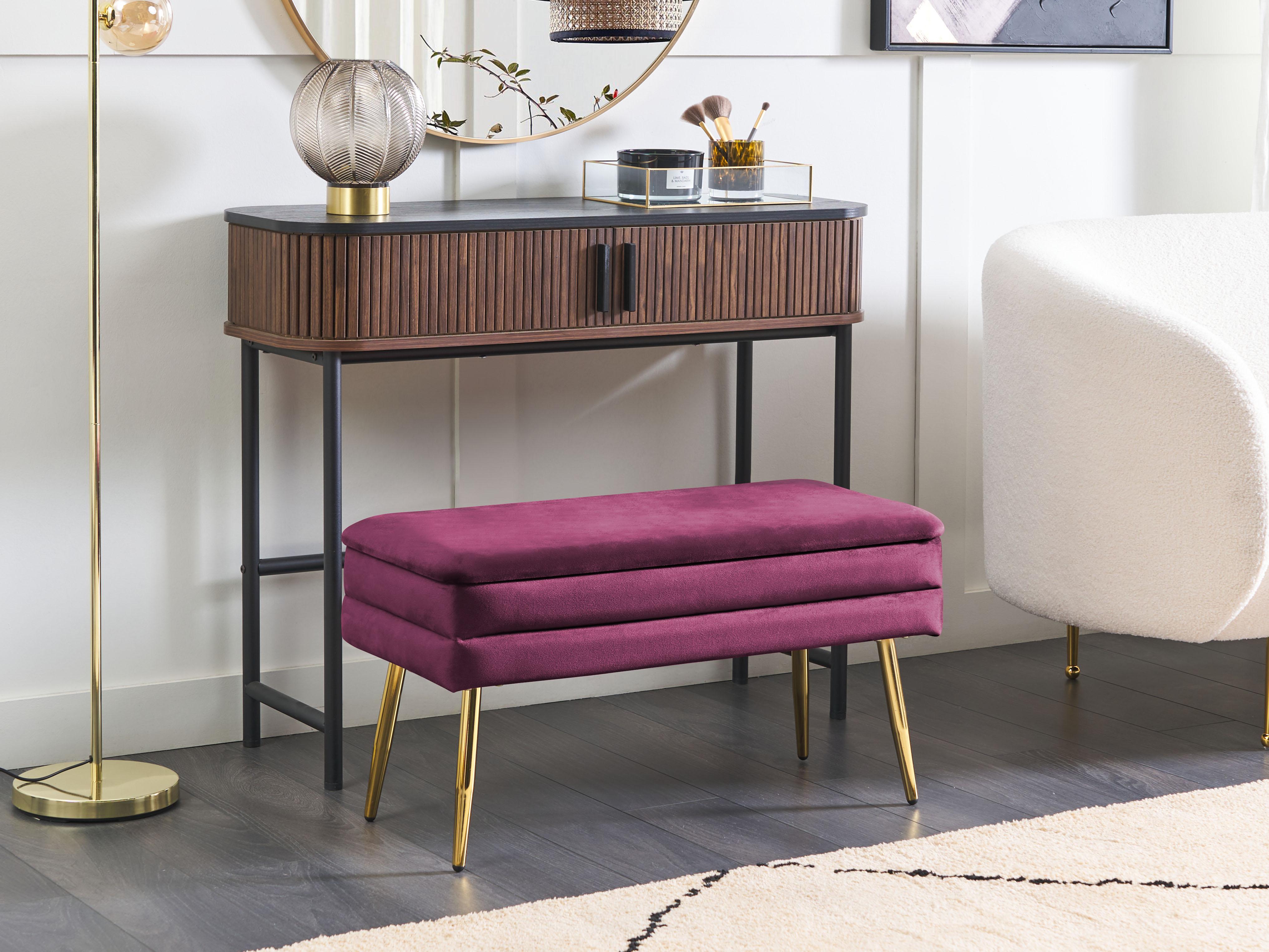Upholstered Storage Bench DURHAM Velvet Burgundy