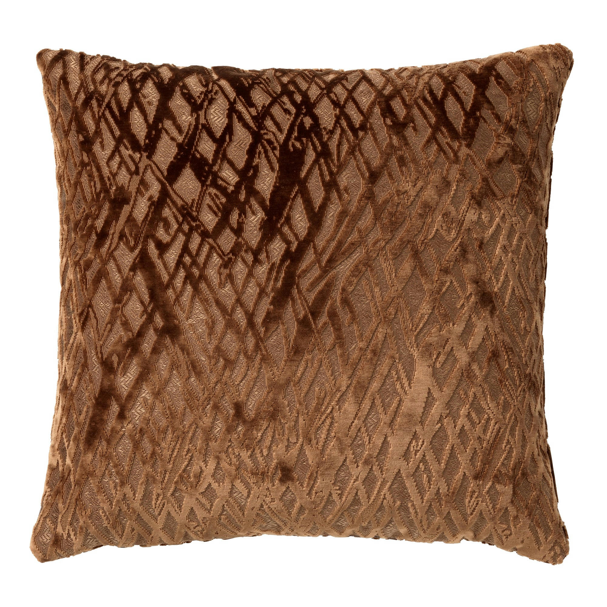 - Coussin marron en velours 45x45 cm avec motif